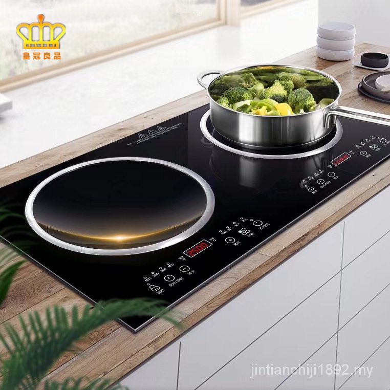 Embedded induction cooker double stove concave household stir-frying ...