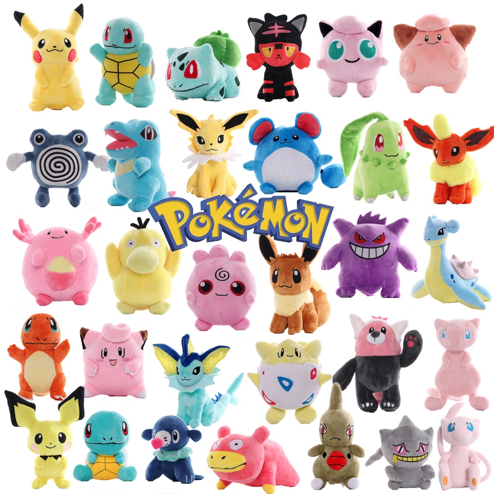 Pokémon Plush Dolls Toys Pikachu Gengar Bulbasaur Charmander Eevee ...