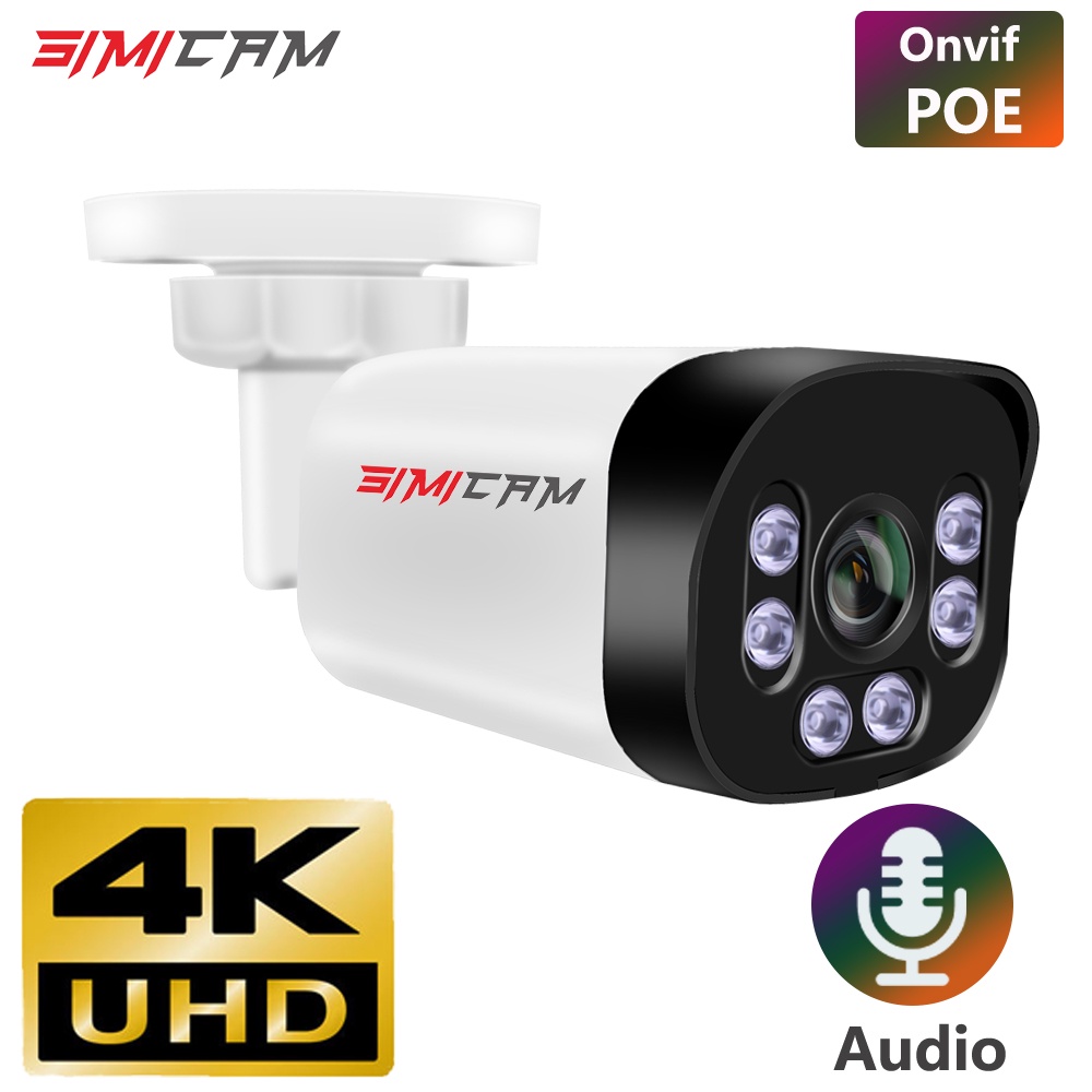 SIMICAM 4K Poe Camera With Audio 48V POE/DC 12V 4MP/5MP/8MP Super HD ...