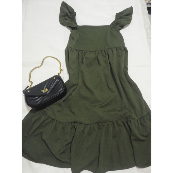 MOSS GREEN DRESS PRELOVED | Shopee Philippines