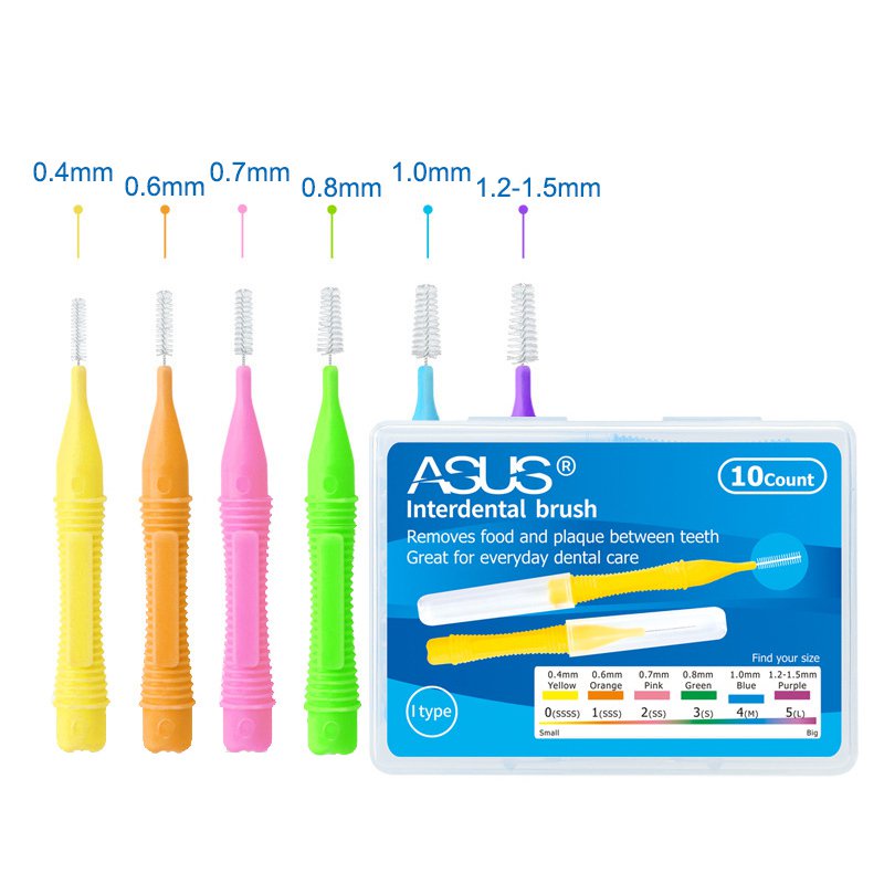 10pcs PushPull Interdental Brush, Reusable Adults Interdental Brush