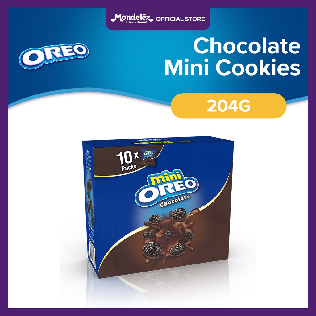 Oreo Mini 10 Pouches Chocolate Flavor 204g Sandwich Cookie Snack With Rich Cream Filling 6205