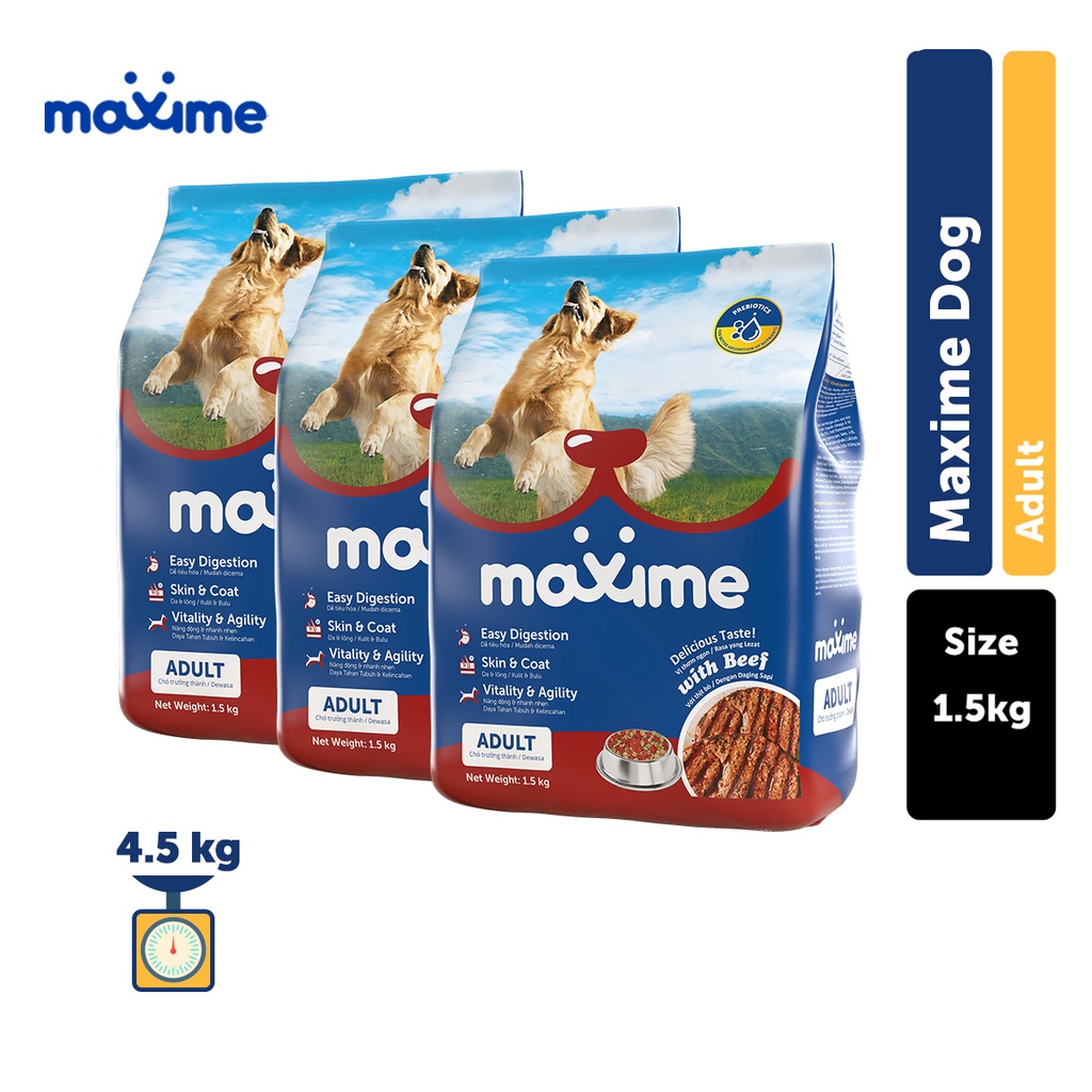 Maxime Dry Dog Food Adult Beef (1.5kg) (Bundle of 3) Shopee Philippines