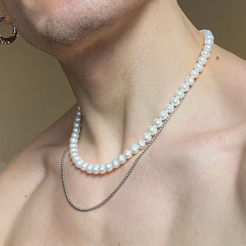 Minimalist Fashion Simple Imitation Pearl Men Necklace Classic ...