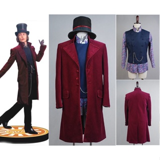 Willy Wonka Costume for Kids, Candy Man Costume for Boy's, Purple Jacket  Chocolate Factory Uniform for Halloween