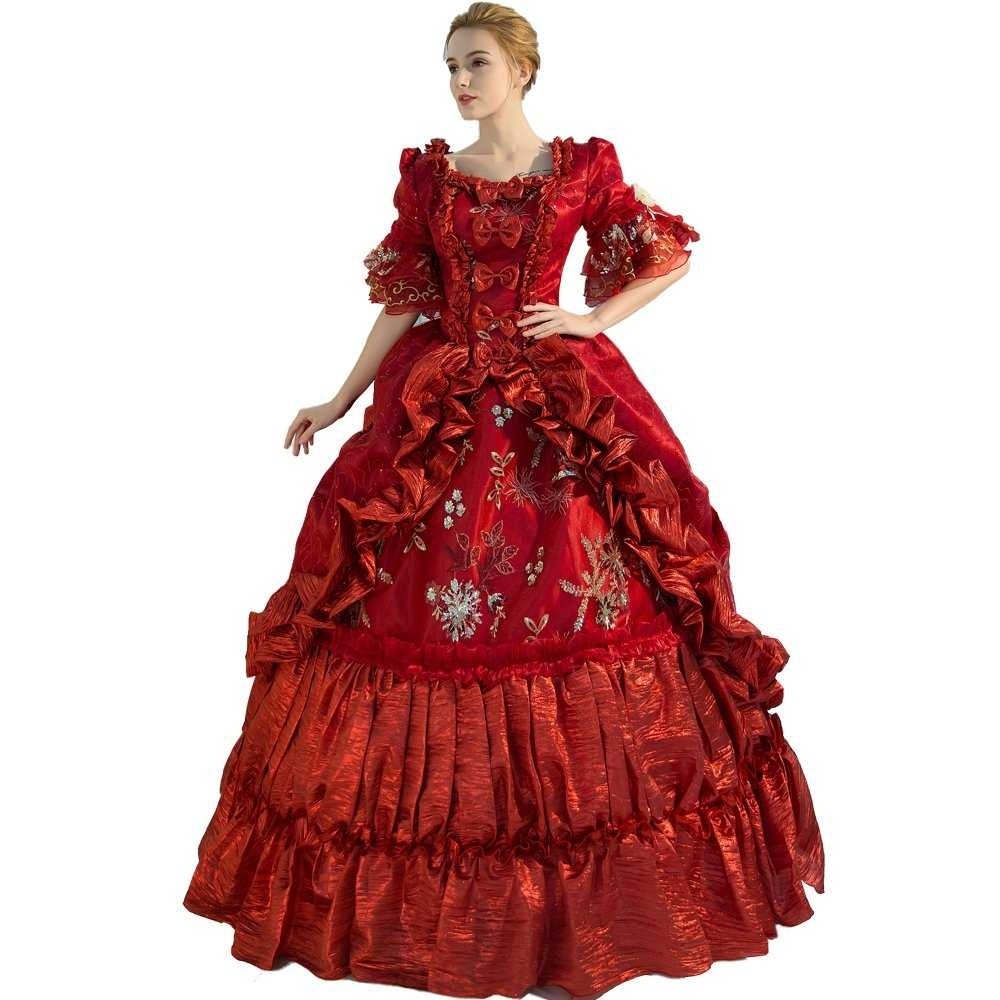 29CP Victorian Dress 18th Century Red Costume Fashion Clothing Fashion ...