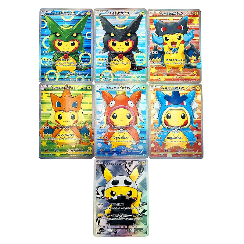 sjK3 7Pcs/set 8.8*6.3Cm Pokemon Self Made Ptcg Refractive Flash Card ...