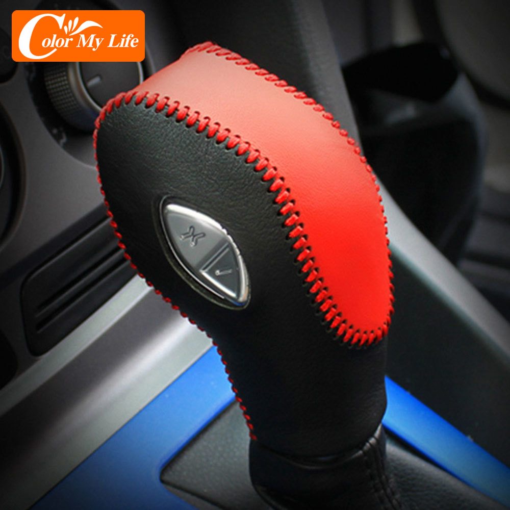 AT Leather Gear Shift Knob Cover for Ford Focus 3 MK3 2013 2018