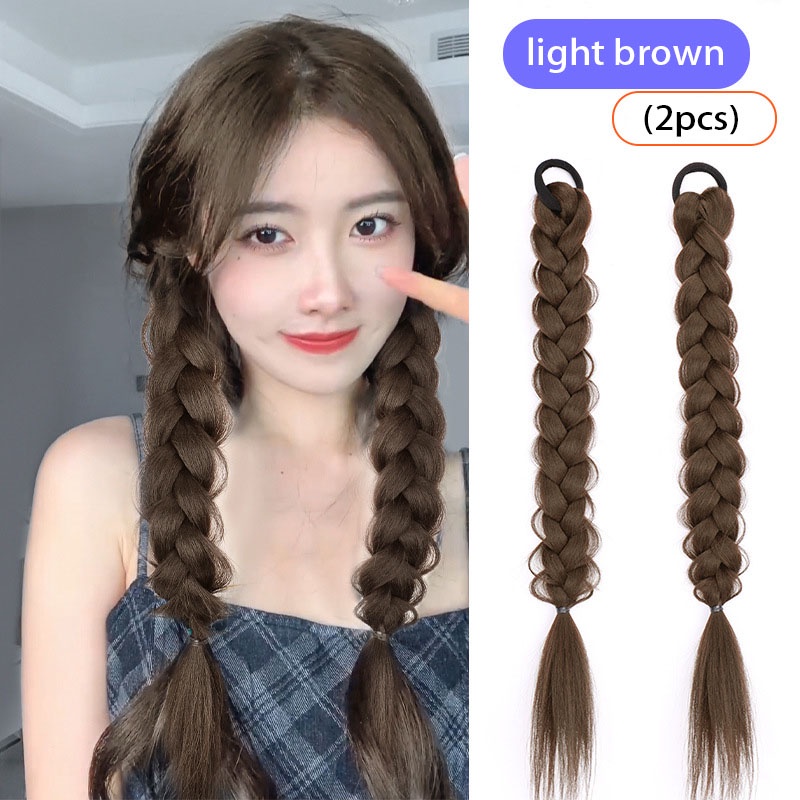 ♤Wig double ponytail female boxing braid bubble braid lantern braid