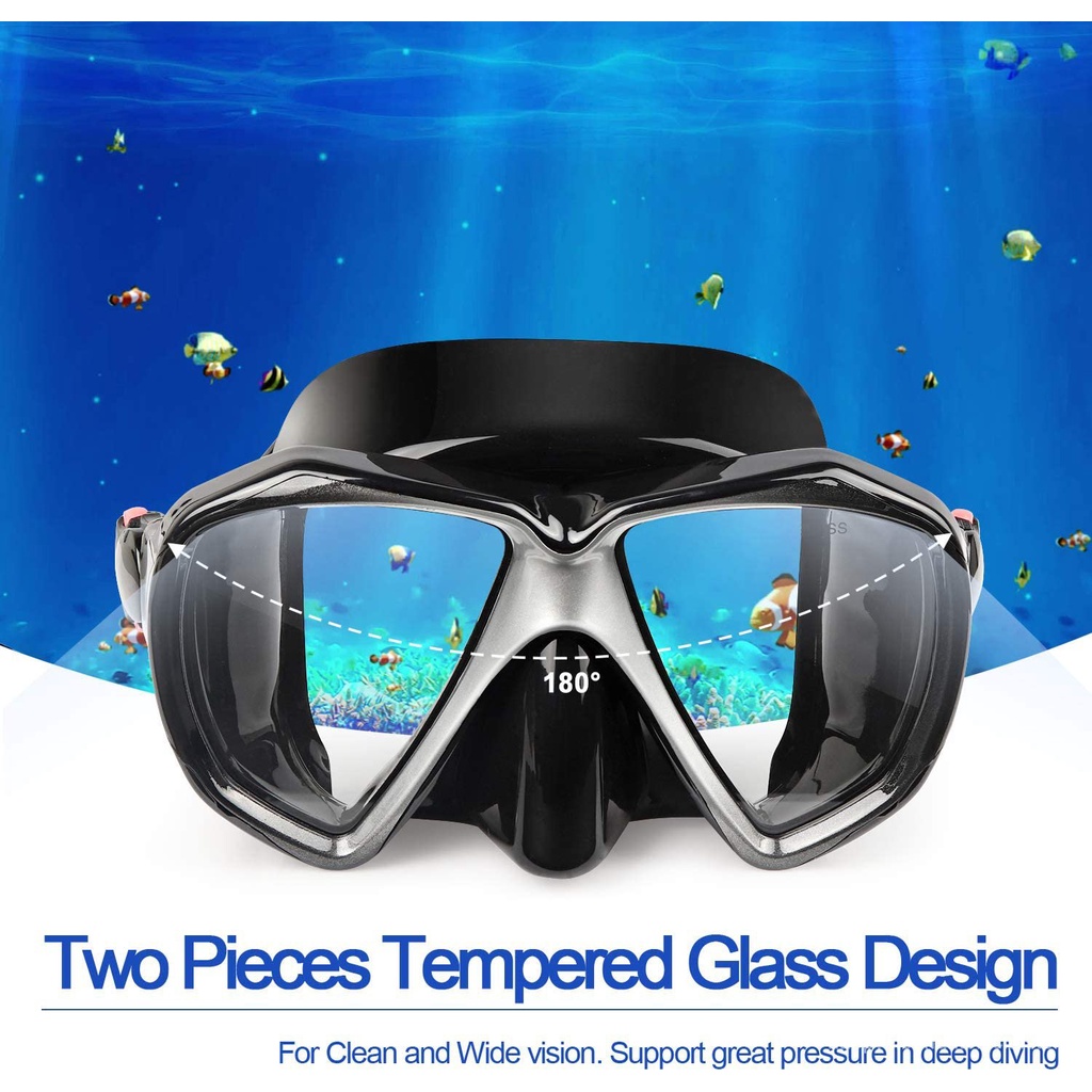 Snorkel Diving Mask Panoramic HD Swim Mask, AntiFog Scuba Diving