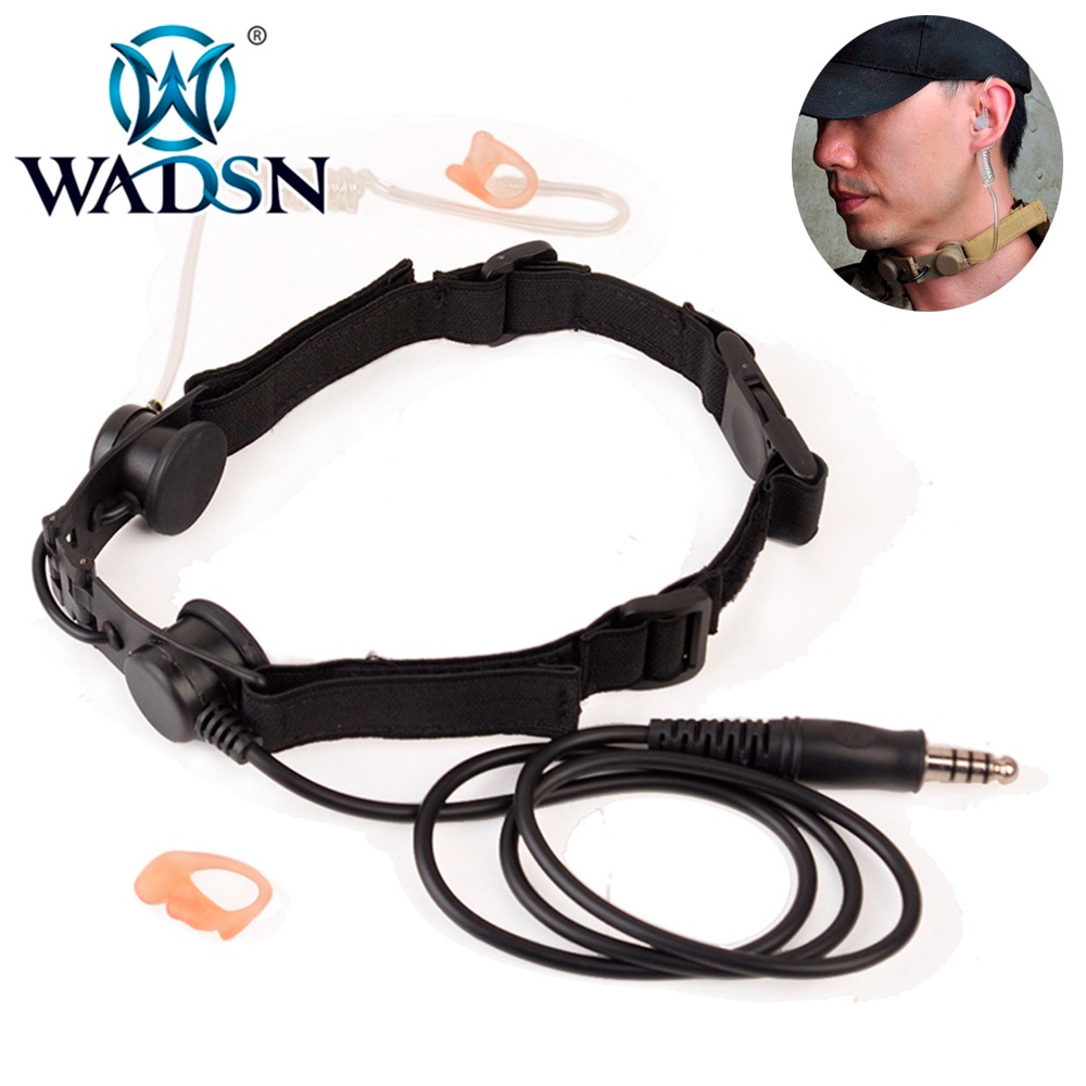 WADSN Tactical Airsoft Throat Microphone Military Headset Hunting
