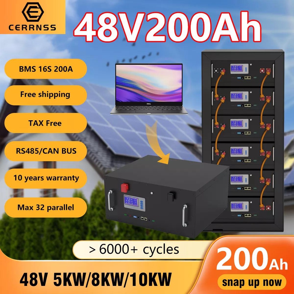 48V 200AH 10KW LiFePO4 Battery Pack 100AH Lithium Battery 6000 Cycles ...