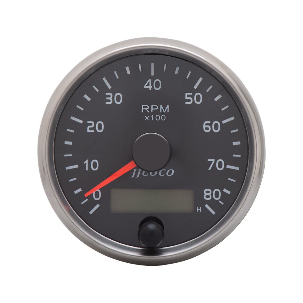 Universal 85MM Tachometer 08000RPM 12V/24V Tacho Meter Amber/White Light RPM Gauge With LCD
