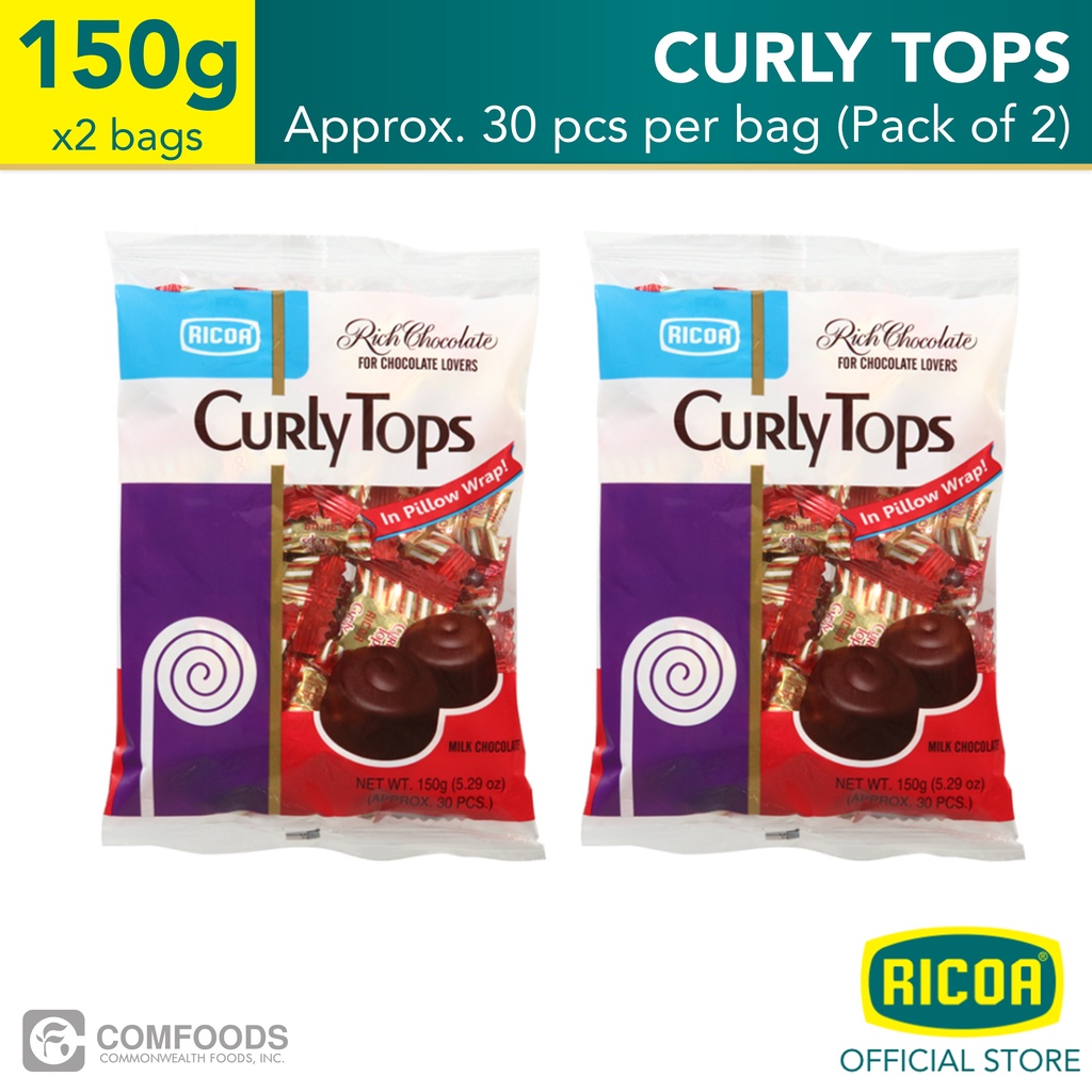 RICOA Curly Tops Milk Chocolate 150g (30s) - Pack of 2 | Shopee Philippines