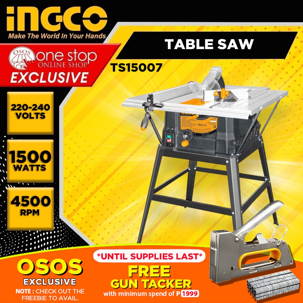 INGCO TABLE SAW TABLESAW 1500W TS15007 1850W TS18502 •OSOS• Shopee