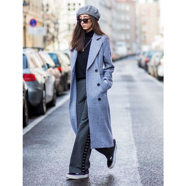 Long Coat Trench Coat wool long slim plaid Winter Jackets unisex