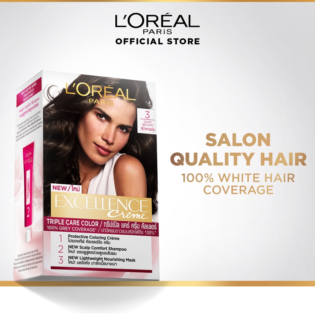 LOreal Paris Excellence Creme Triple Care Hair Color Gray Hair, Full