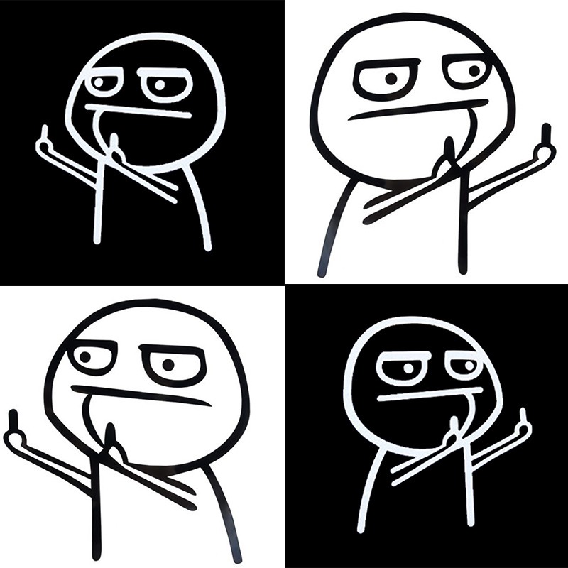 Motorcycle Car Cartoon Funny Middle Finger Reflective Vinyl Car Sticker