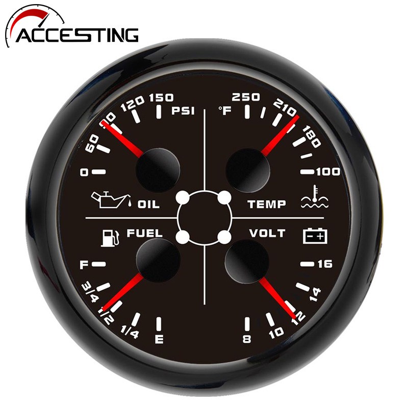 85MM 4IN1 Gauge Water Temperature Gauge Oil Pressure Gauge Car