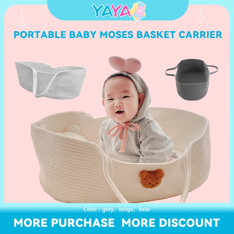 Portable Baby Moses Basket for Carrier Cotton Rope Woven Crib Newborn  Sleeping Bed Cradle Bassinet Nursery Decor 