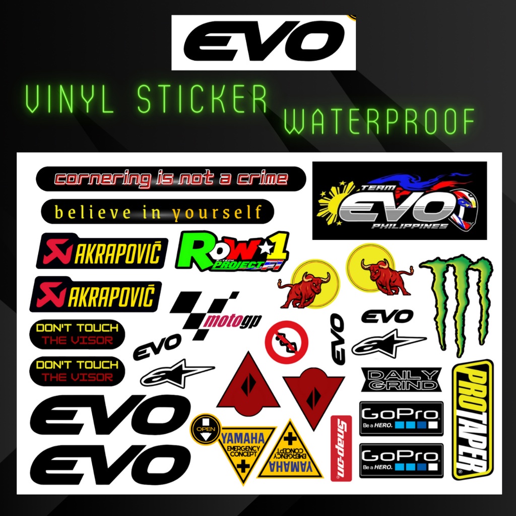 EVO HELMET VISOR VINYL STICKER HIGH QUALITY WATERPROOF Shopee