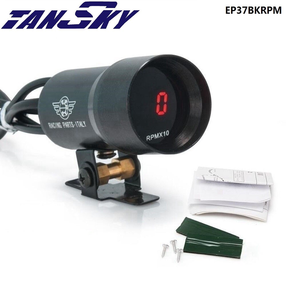 ☟EPMAN 37mm Smoke Tach RPM Tachometer Red Digital Shift Light Style Gauge Meter Pod Black For F