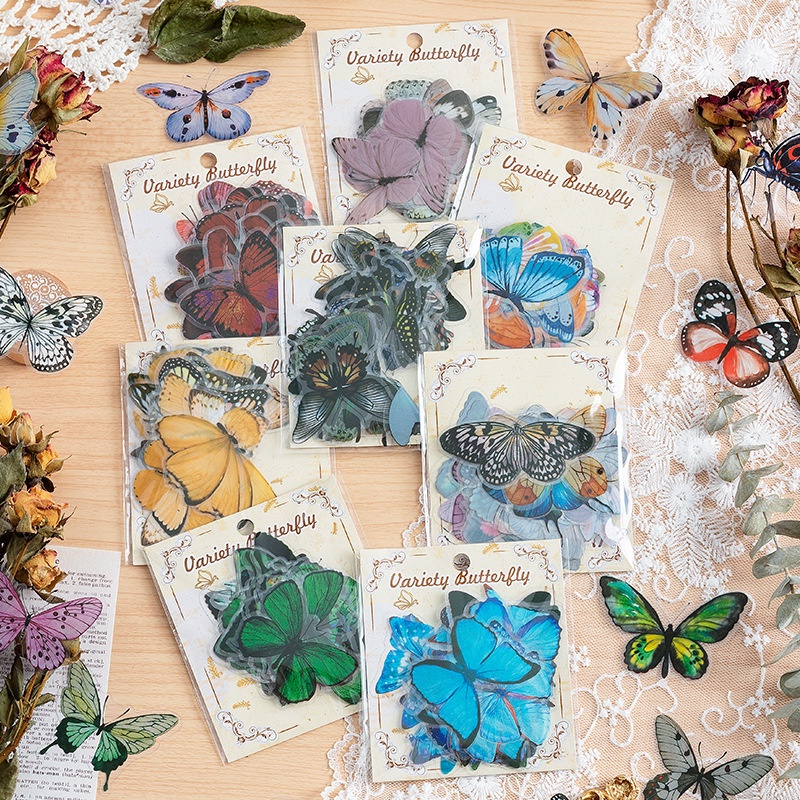 MOHAMM 40pcs Colorful Butterfly Hand Ledger Sticker Waterproof PVC ...