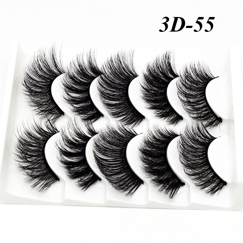 5 Pairs 3d Soft Mink Hair False Eyelashes Fluffy Lashes Full Strips