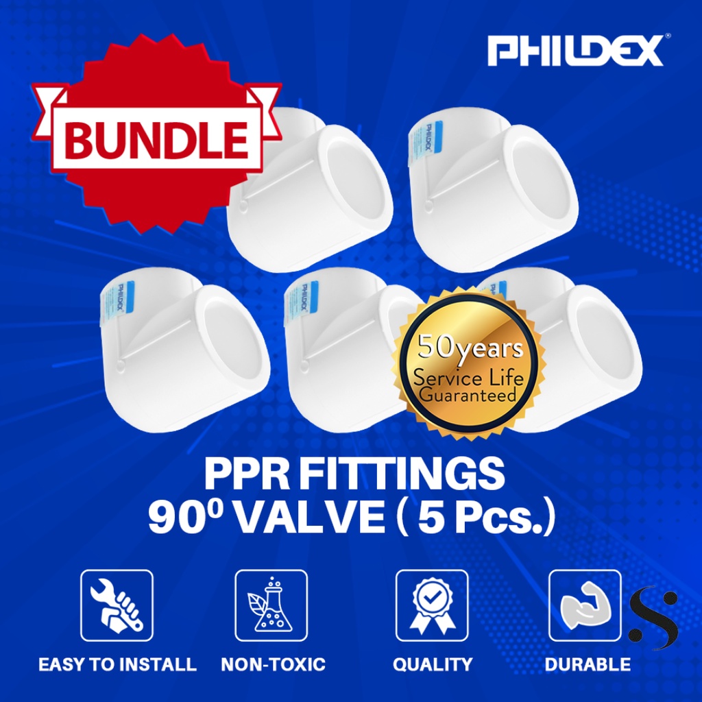 PHILDEX PPR Fittings Bundle Promo 90 degree elbow 1/2 (20mm) 5PCS ...