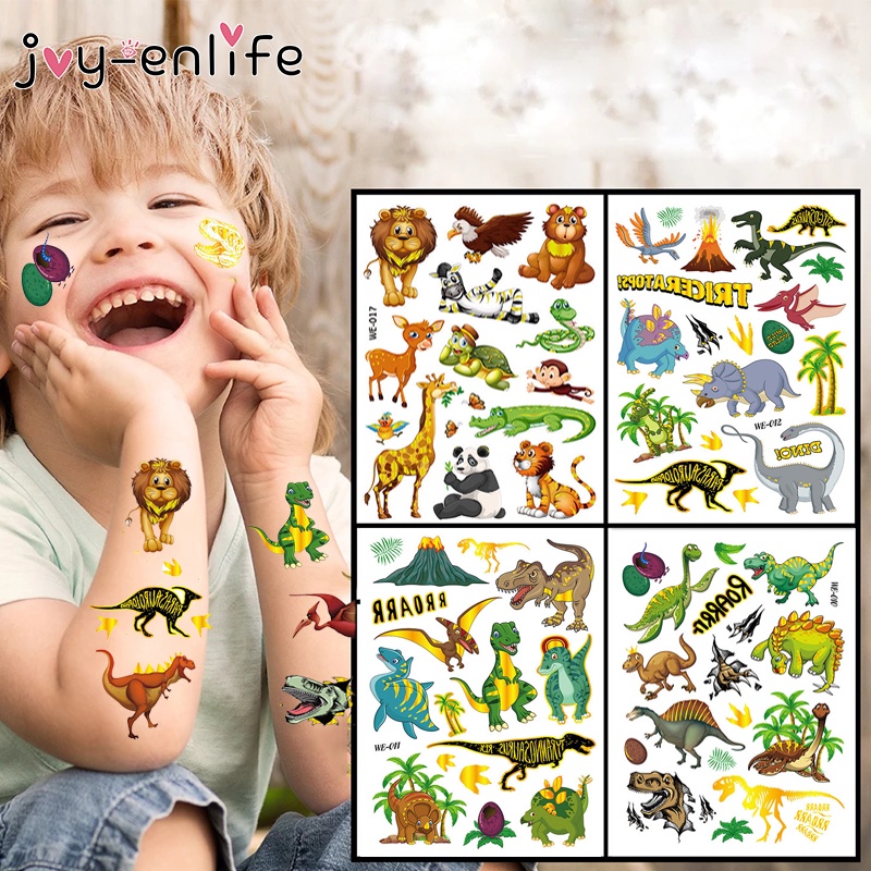 49KT Dinosaur Jungle Animal Temporary Tattoos Sticker Child Bronzing ...