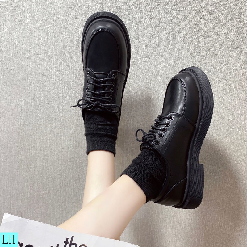 Lace-Up Small Leather Shoes Female British Style College Student Brogue ...