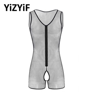 YiZYiF Women's Transparent Elasticity Sheer Lingerie Bodysuit See Through  High Cut Thong Swimsuit