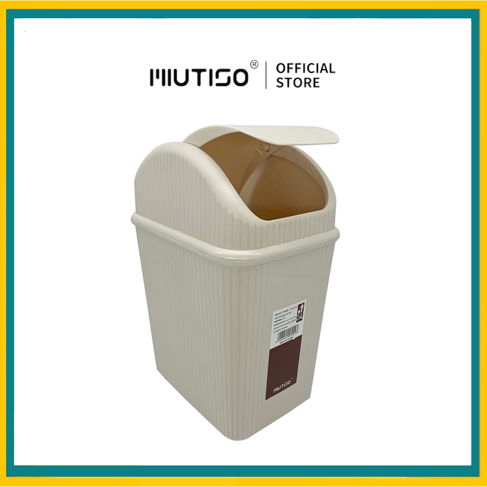 Miutiso Small Slim Trash Bin Waste Garbage Can 2.4L with Swing Lid for