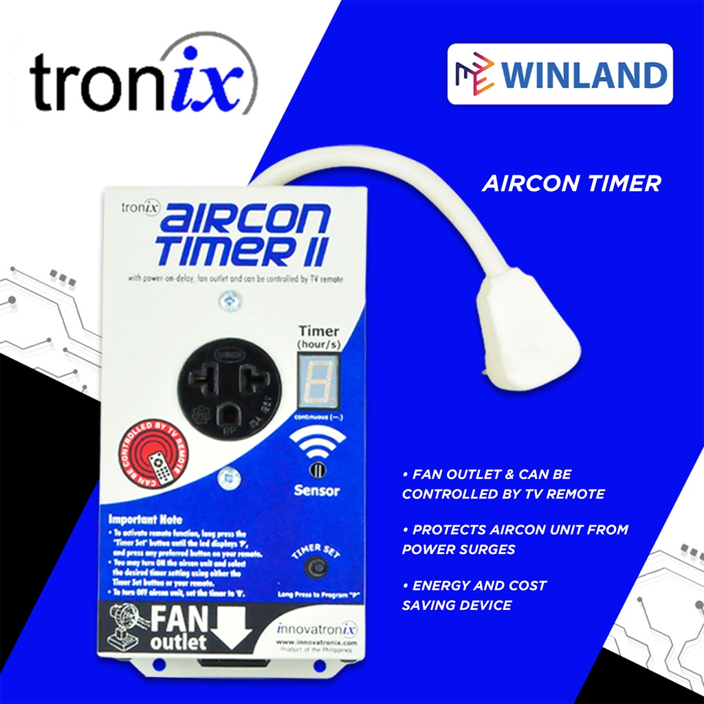 [3123]TRONIX Aircon Timer 20 II with powerondelay/Fan outlet & can be