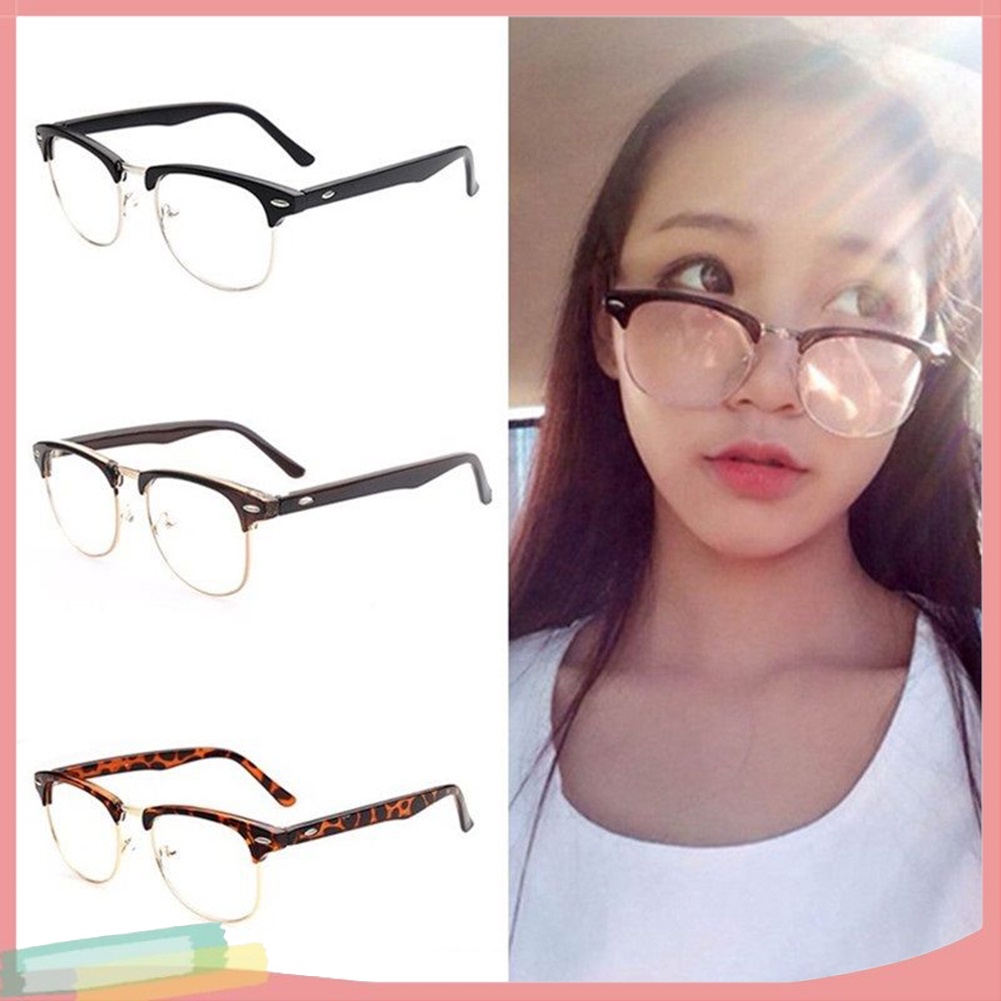 LK Vintage Half Frame Clear Lens Glasses Men Women Spectacles Eyewear Eyeglasses