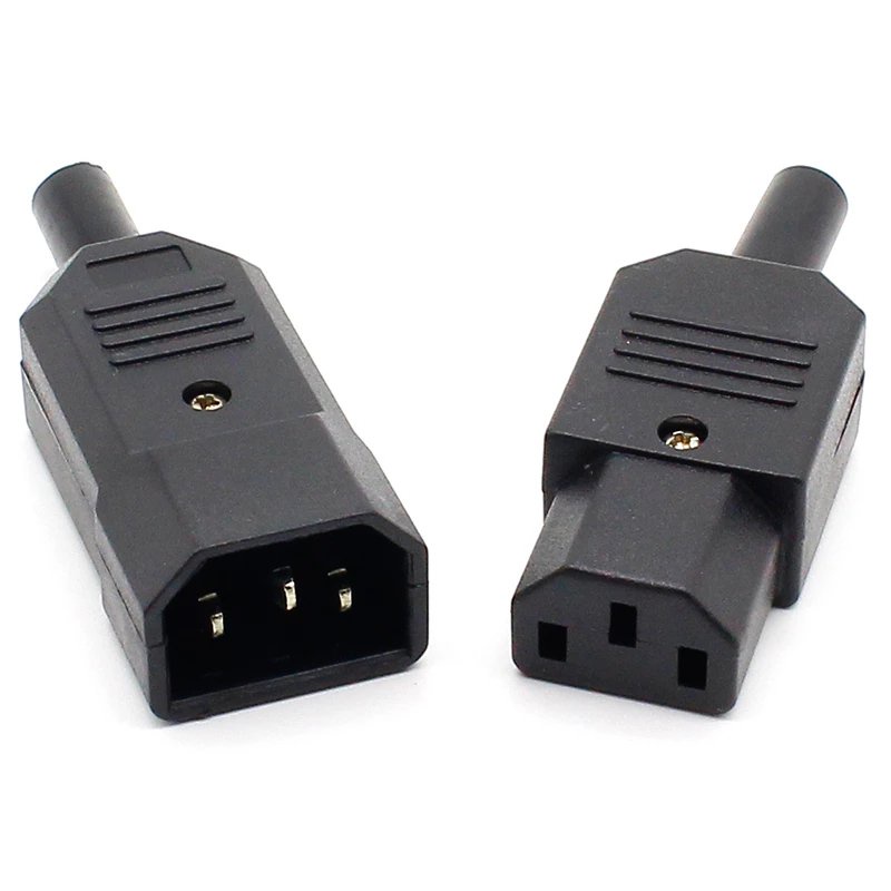 New Diy 10a 250v Black Iec C13 C14 Female Male Plug Rewirable Power Connector 3 Pin Ac Socket 9711