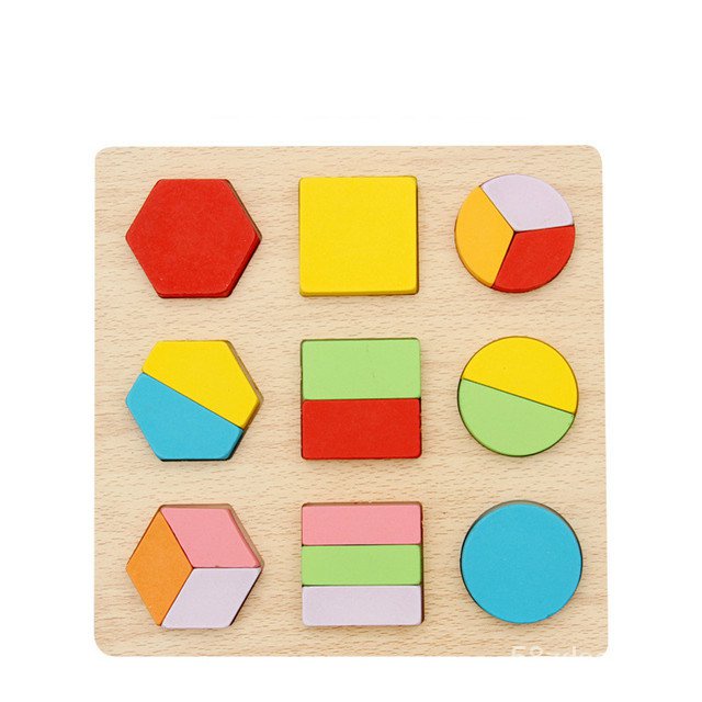 Colorful 3D Puzzle Wooden Tangram Math Toys Cube Game Children Pre ...