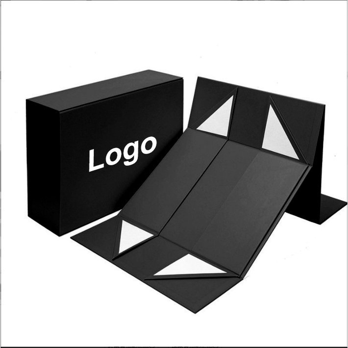 Luxury Hard Paper Board Custom Design Black Gift Box Folding Magnetic ...