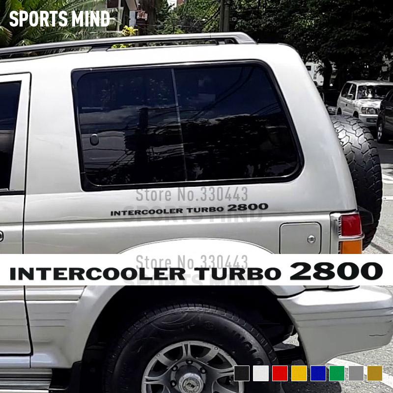 2 Pieces Intercooler Turbo 2800 Vinyl Car Stickers For Mitsubishi