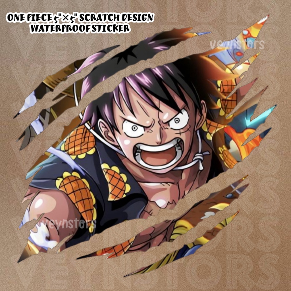 ONE PIECE LUFFY SCRATCH DESIGN LAMINATED VINYL STICKER FOR TUMBLER ...