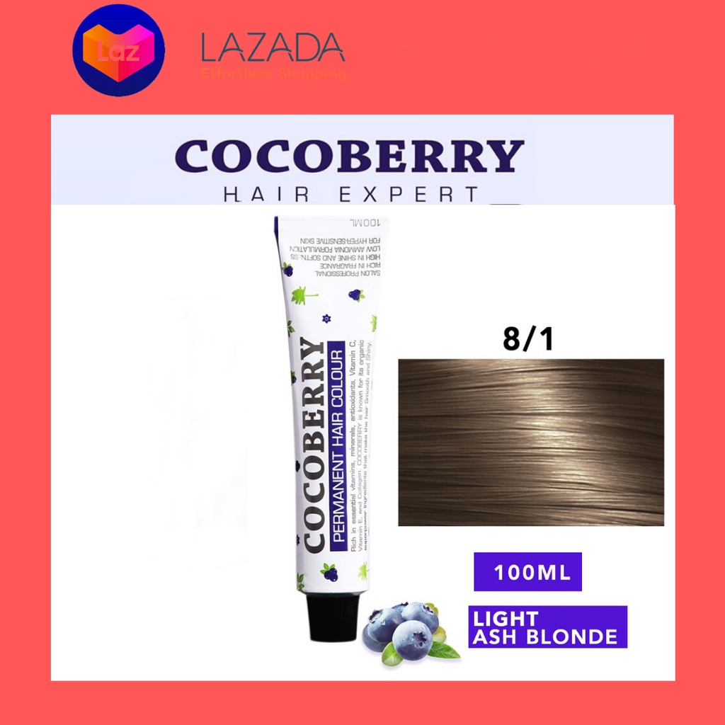 Cocoberry Permanent Hair Colour Light Ash Blonde 8/1 / Permanent Hair