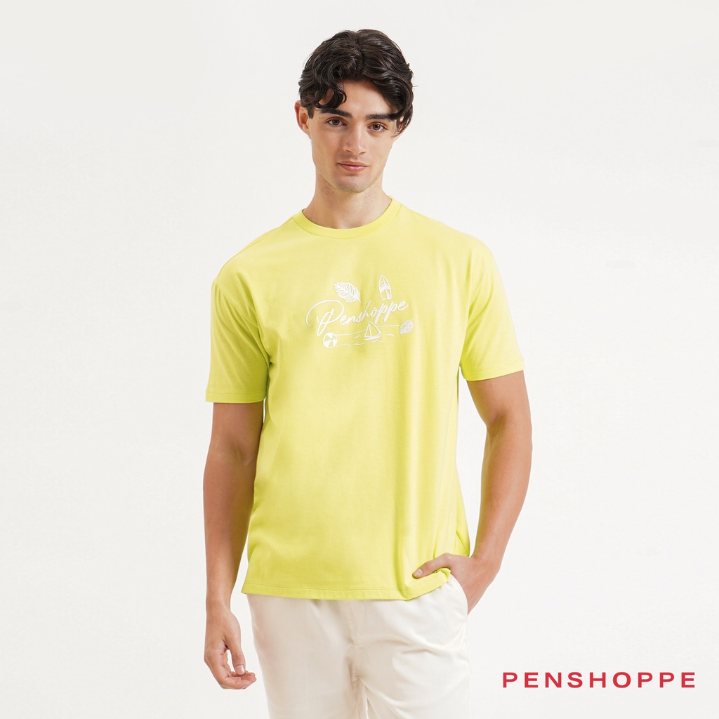 Penshoppe Relaxed Fit Graphic Tshirt For Men (Lime Green) | Shopee ...