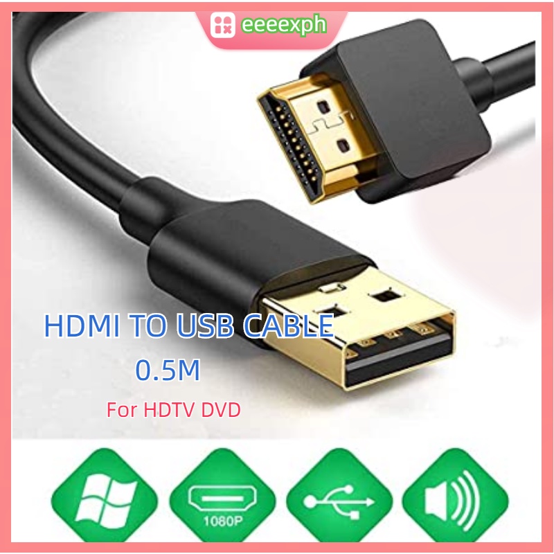 HDMI to USB cable, USB to HDMI Male Power Supply Cord For HDTV DVD ...