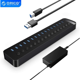 Orico 7 Port USB 3.0 Hub Aluminum 7-port Hub High Speed ​​5Gbps including  12V Power adapter