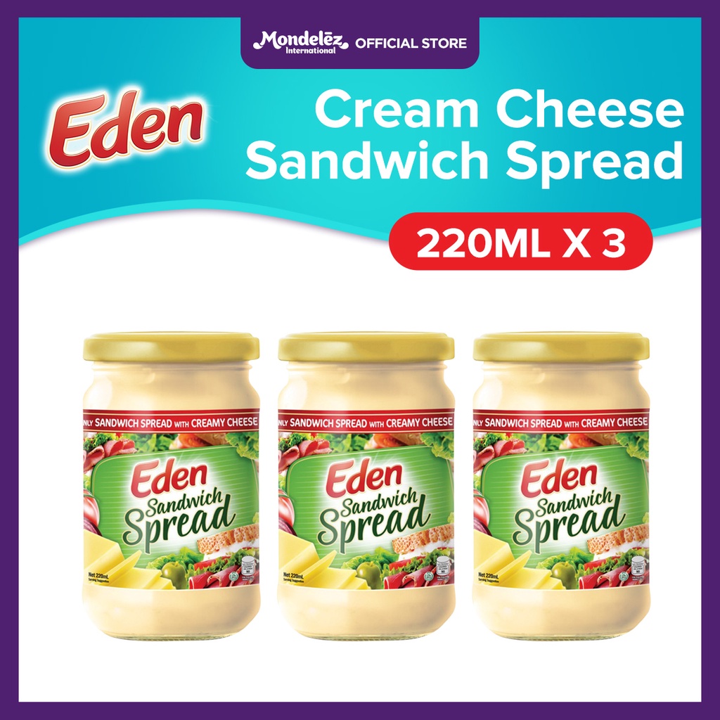 Eden Sandwich Spread Jar - Cream Cheese Flavor 220ml Rich, Creamy