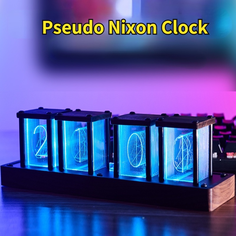 OVGK Nixie Glow Tube Clock Wood DIY Table Clock Creative Electronic Desktop Clocks RGB Silent