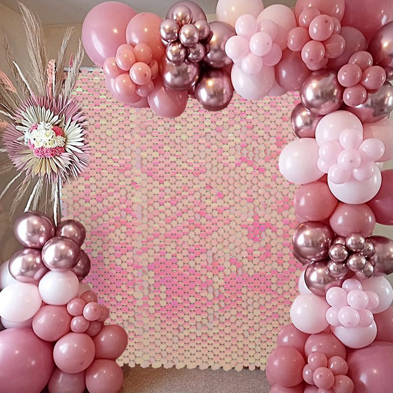 T1BW Wind Sequin Wall Panel Backdrop Curtain Foil Tinsel Curtain Baby