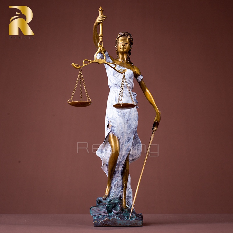 K2UN Bronze Lady Justice Statue With Scales Bronze Goddess of Justice