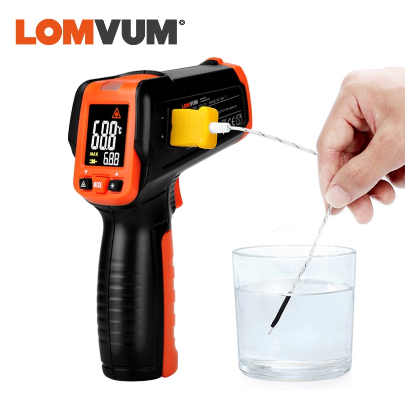 ygeF LOMVUM Digital Infrared Thermometer Contact Temperature Gun Laser
