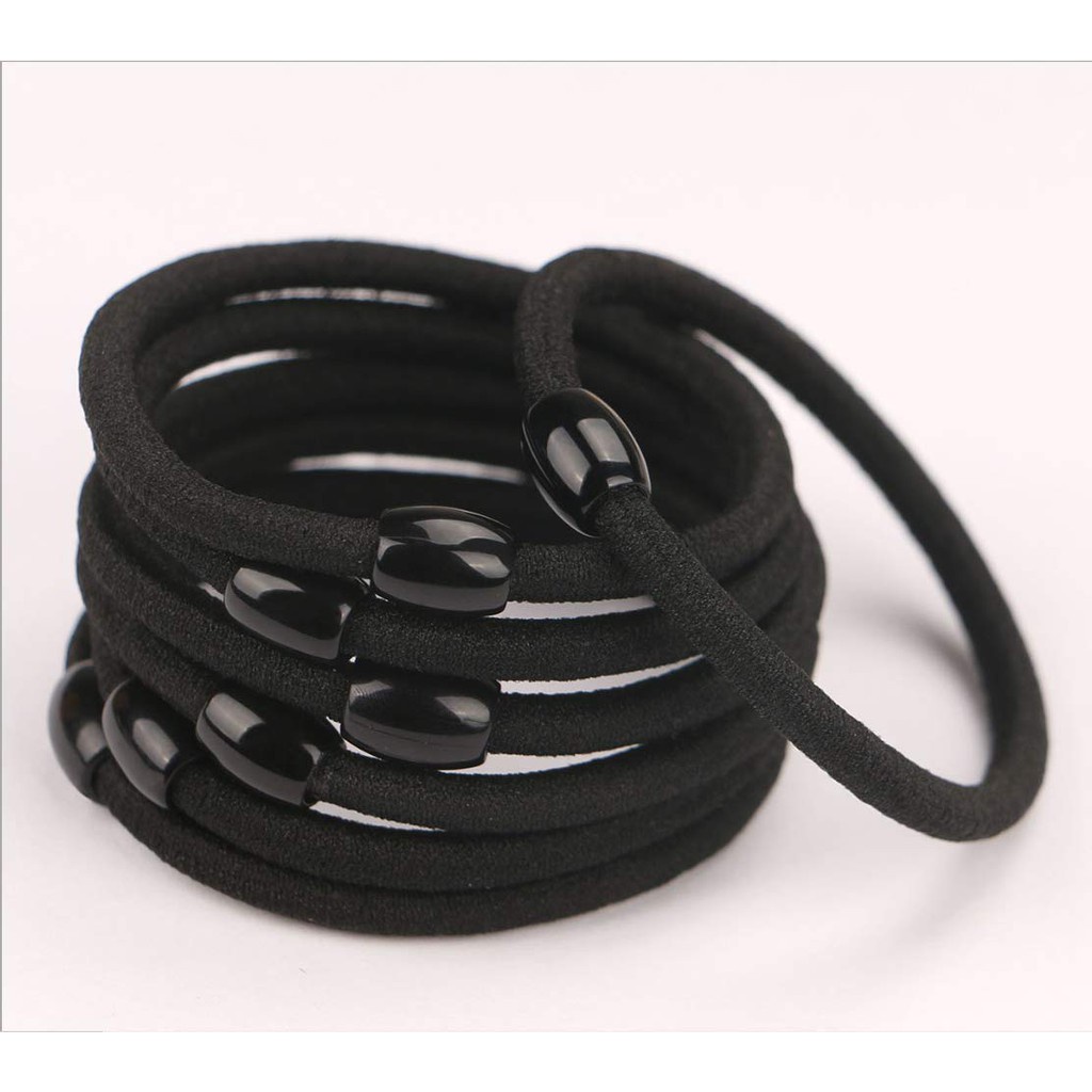50 pieces of Black Elastics Hair Ties Hair Bands Accessories Beads for
